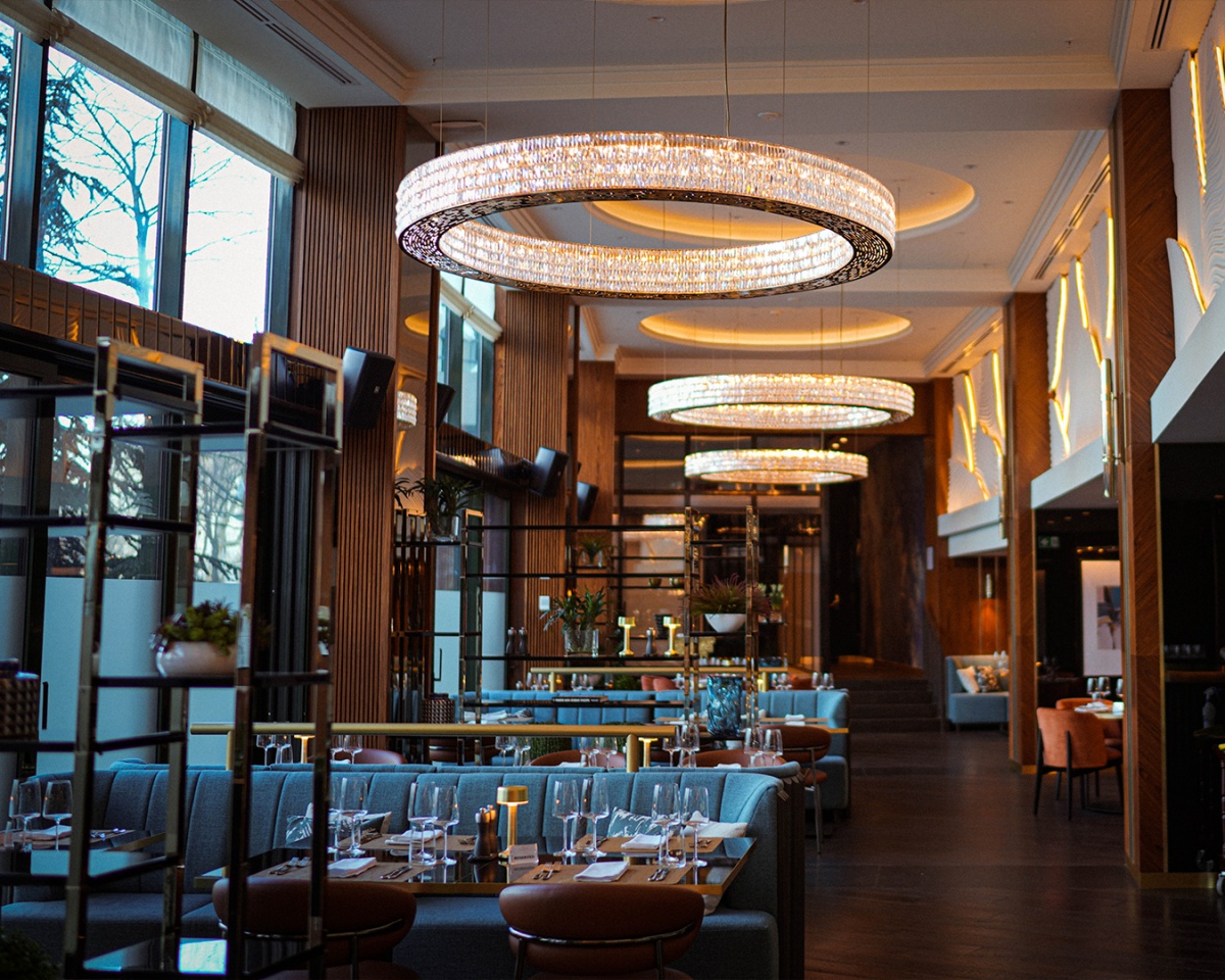 Spacium chandelier for restaurant in Sofia, Bulgaria, lighting fixtures for dining areas