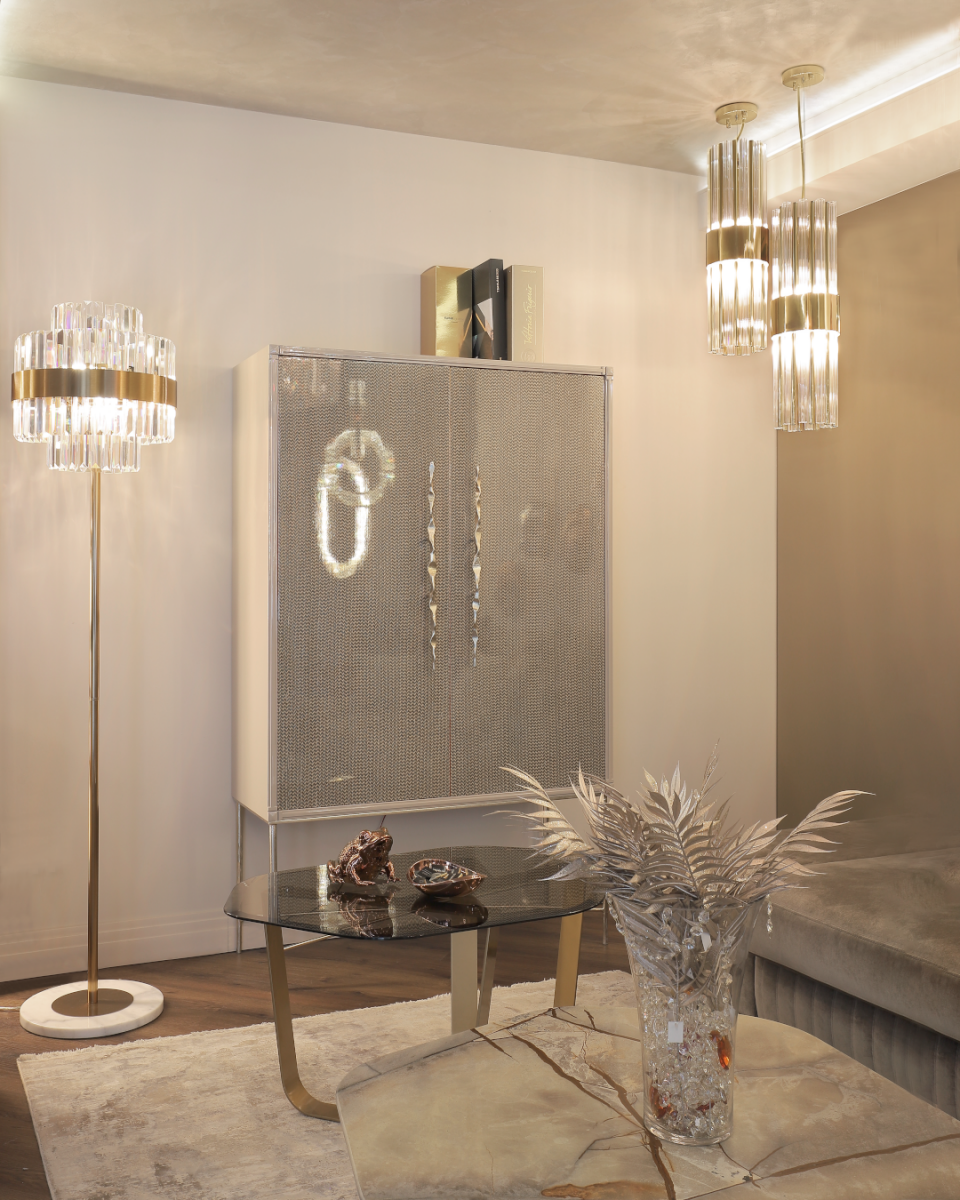 Luxury showroom interior in Kyiv, Ukraine, featuring Castro Lighting at Brunello Interior Boutique.