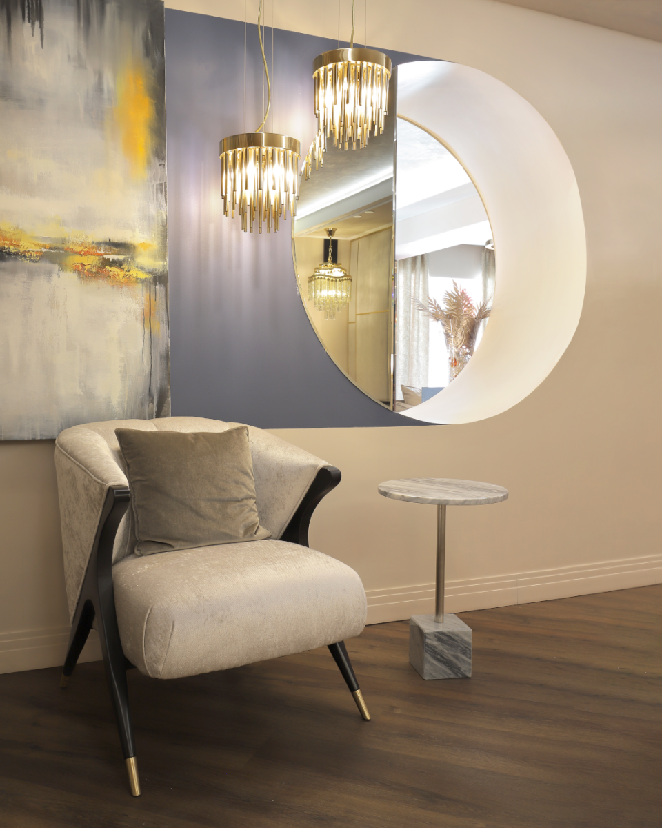 Luxury showroom interior in Kyiv, Ukraine, featuring Castro Lighting at Brunello Interior Boutique.