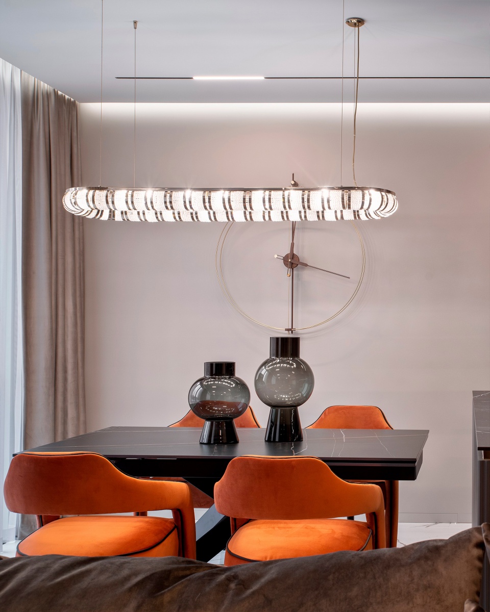 Leviev Suspension chandelier by Castro Lighting in modern Dubai dining room